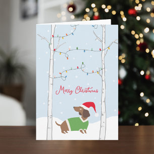 Cute Merry Christmas Winter Dachshund Holiday Card