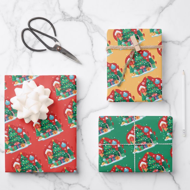 Cute Merry Christmas Wrapping Paper Sheet (Front)