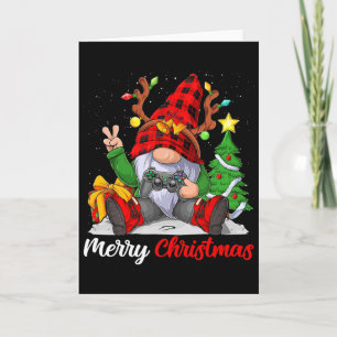 Cute Merry Christmas Xmas Gamer Gnome Video Game B Card