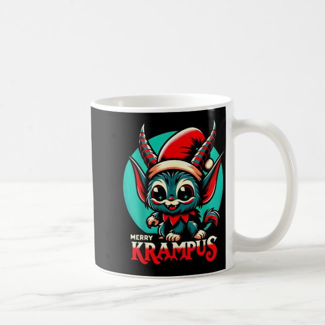 Cute Merry Krampus Christmas Holiday 30’s Retro Ca Coffee Mug (Right)