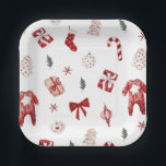 Cute Merry Little Red Winter Christmas Baby Shower Paper Plate<br><div class="desc">Cute Merry Little Red Winter Christmas Baby Shower Paper Plates</div>
