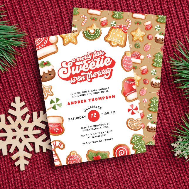 Cute Merry Little Sweetie Gingerbread Baby Shower Invitation (Creator Uploaded)