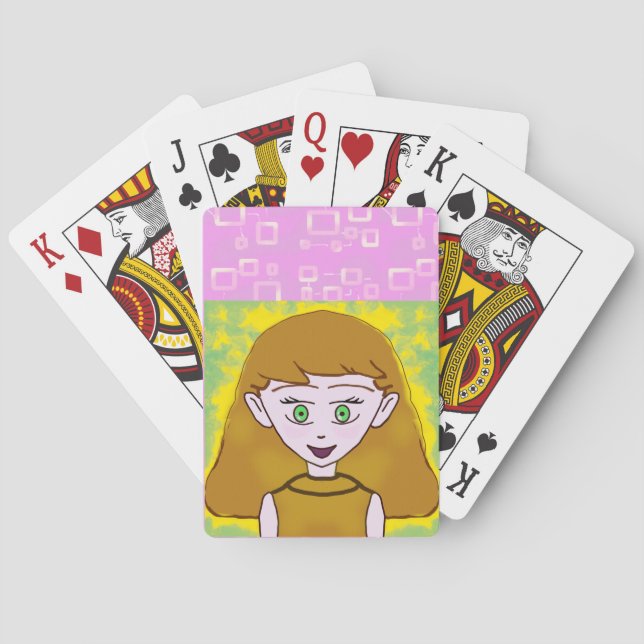 Cute Merry Pink Geometric Playing Cards (Back)