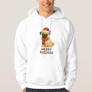 Cute Merry Pugmas Festive Holiday Pug Hoodie