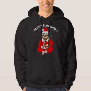 Cute Merry Slothmas Christmas Sloth in Pyjamas Hoodie