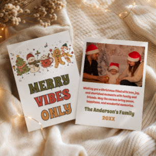 Cute Merry Vibes Only Whimsical Christmas Photo Holiday Card