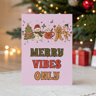 Cute Merry Vibes Only Whimsical Christmas Photo Holiday Card