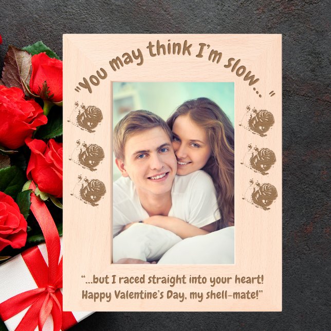Cute Message Floral Snail Valentines Gift Wooden Etched Frames (Creator Uploaded)