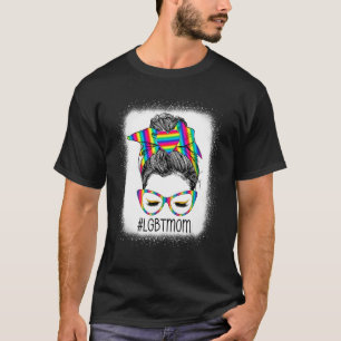Cute Messy Bun Lgbt Mum Lesbian Happy Mothers Day T-Shirt