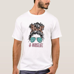 Cute Messy Bun Nurse For Beach Vacation And Summer T-Shirt