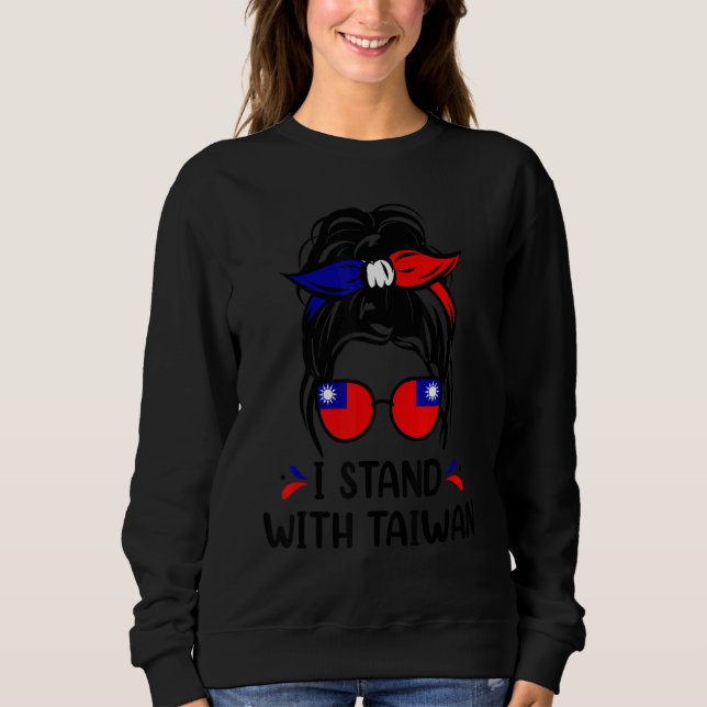Cute Messy Bun Taiwan Girl Taiwanese Flag Mother's Sweatshirt (Front)