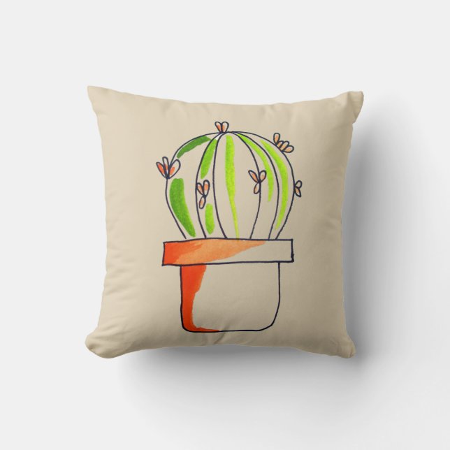 Cute Mexican cactus drawing art Cushion (Front)