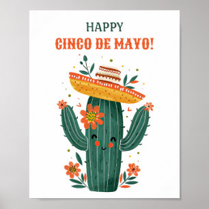 Cute Mexican Cactus Happy Cinco de Mayo Poster