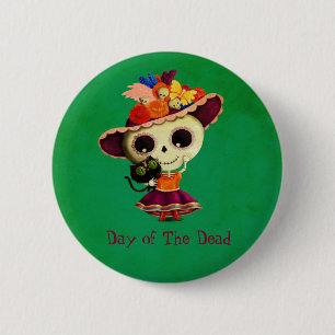 Cute Mexican Day of The Dead Girl 6 Cm Round Badge