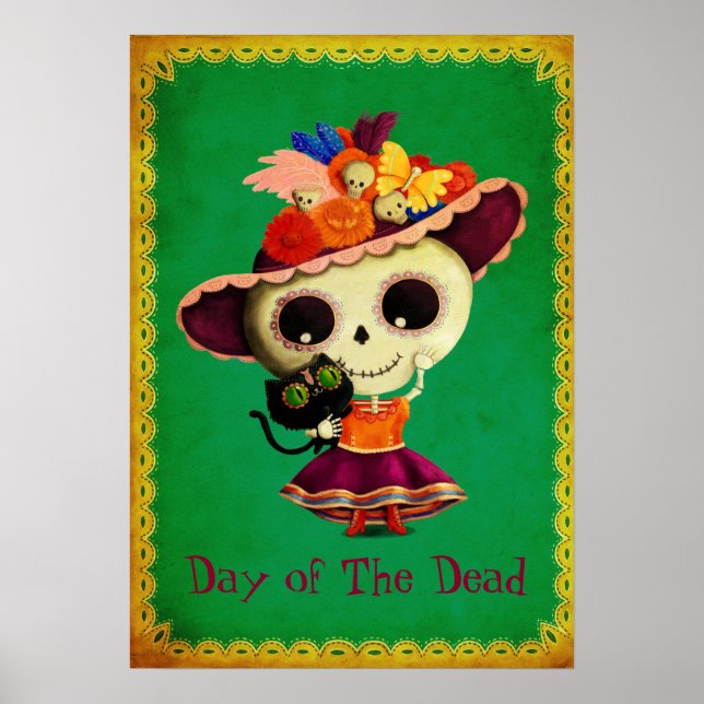 Cute Mexican Day of The Dead Girl Poster (Front)