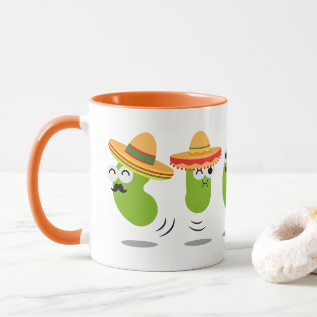 Cute Mexican jumping beans coffee mug (With Donut)