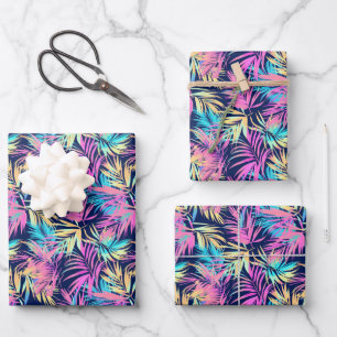 Cute Miami style tiled leaf pattern  Wrapping Paper Sheet