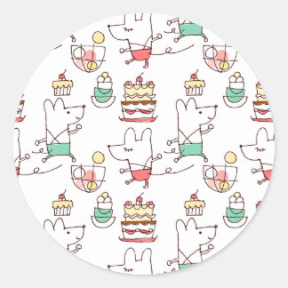 Cute Mice Bakery Chef Drawing Classic Round Sticker
