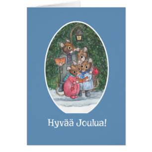 Cute Mice Carol Singers Finnish Greeting