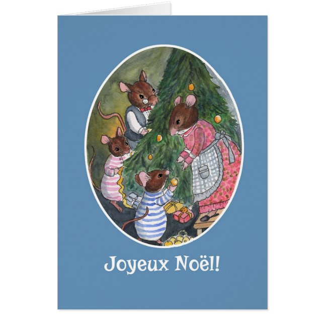 Cute Mice Decorating Christmas Tree French (Front)
