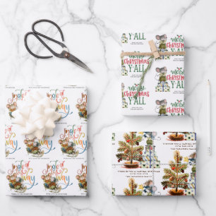 Cute Mice Jingle All The Way Merry Christmas Name Wrapping Paper Sheet