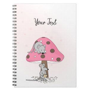 Cute Mice Watercolor Pink Custom  Notebook
