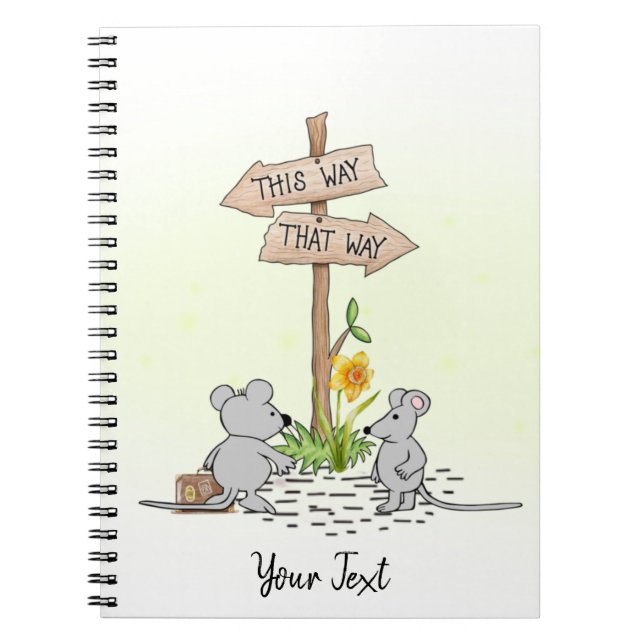 Cute Mice Watercolor Yellow Custom   Notebook (Front)