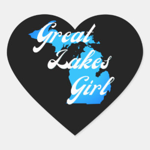 Cute Michigan Great Lakes Girl Heart Sticker