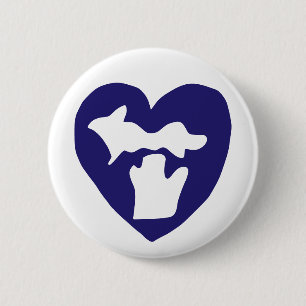 Cute Michigan Pride Heart 6 Cm Round Badge