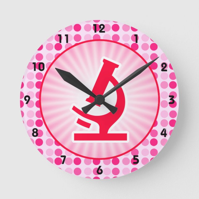 Cute Microscope Round Clock (Front)