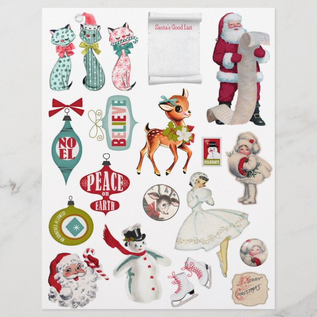 Cute Mid-Century 1950's Christmas Illustrations (Front)