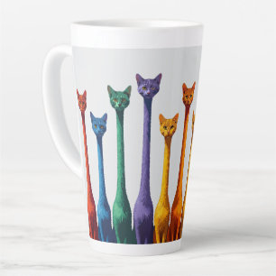Cute mid century modern colorful retro cat  latte mug
