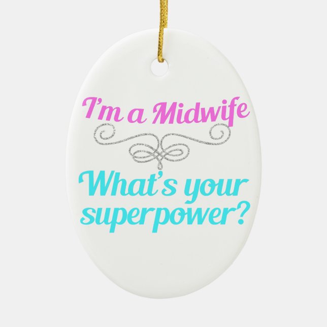 Cute Midwife Superhero Ceramic Tree Decoration (Front)