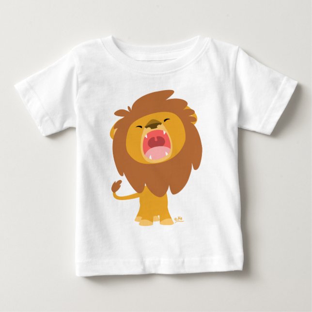 Cute Mighty  Roaring Cartoon Lion Baby T-Shirt (Front)