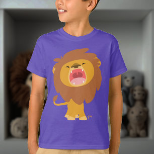 Cute Mighty  Roaring Lion Cartoon Children T-shirt