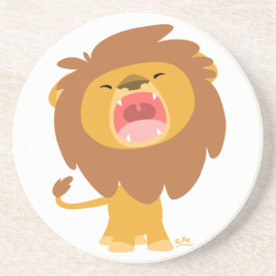 Cute Mighty  Roaring Lion Cartoon Coaster