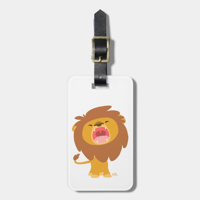 Cute Mighty  Roaring Lion Cartoon Luggage Tag (Front Vertical)