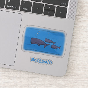 Cute migrating cartoon whales illustration