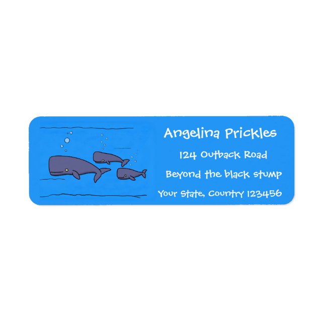 Cute migrating cartoon whales illustration (Front)