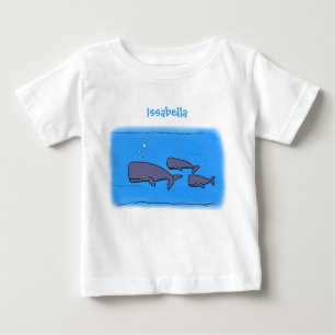 Cute migrating cartoon whales illustration baby T-Shirt