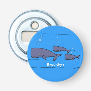 Cute migrating cartoon whales illustration bottle opener