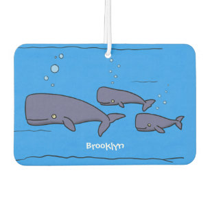 Cute migrating cartoon whales illustration car air freshener