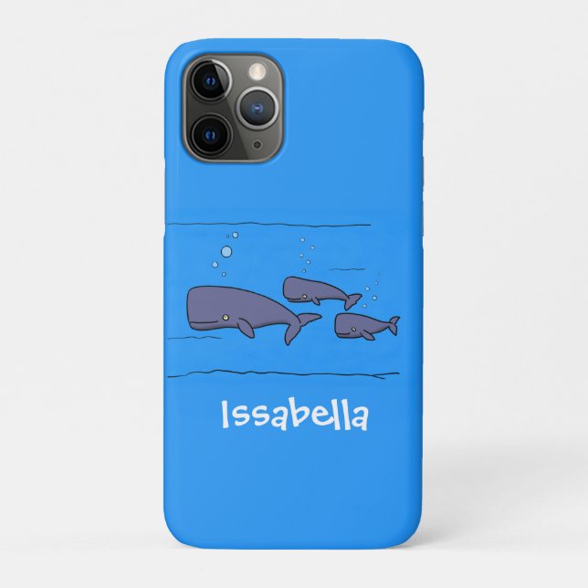 Cute migrating cartoon whales illustration Case-Mate iPhone case (Back)