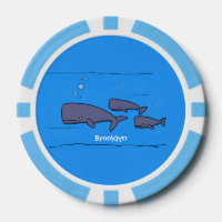 Cute migrating cartoon whales illustration