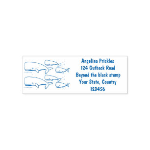 Cute migrating cartoon whales illustration self-inking stamp