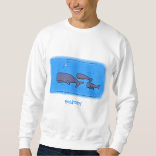 Cute migrating cartoon whales illustration sweatshirt