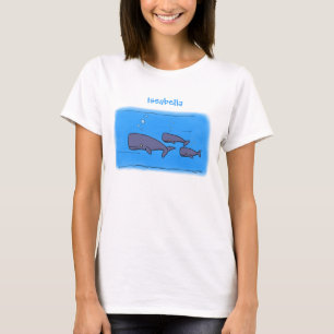 Cute migrating cartoon whales illustration T-Shirt