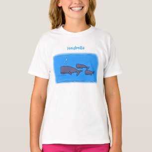 Cute migrating cartoon whales illustration T-Shirt