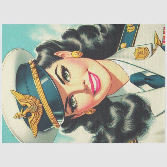 Cute Military Uniform Pin-up Tissue Paper (Front)
