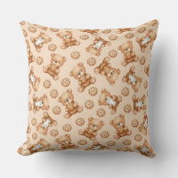 Cute Milk and Cookies Bear Seamless Pattern